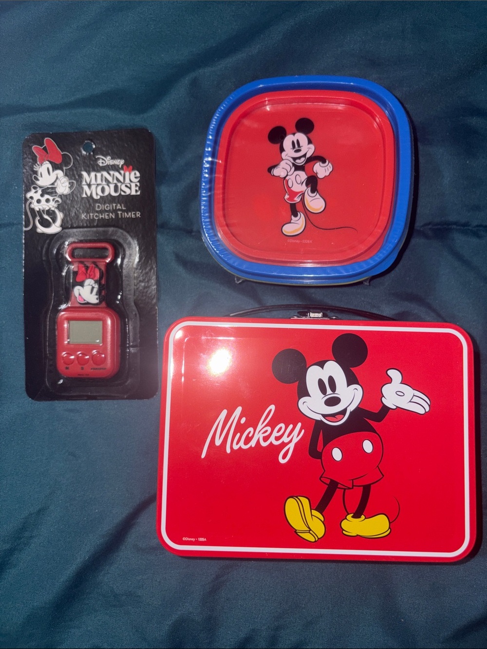 Disney Mickey Red Snack Tin & Food Storage Containers, & Minnie Timer